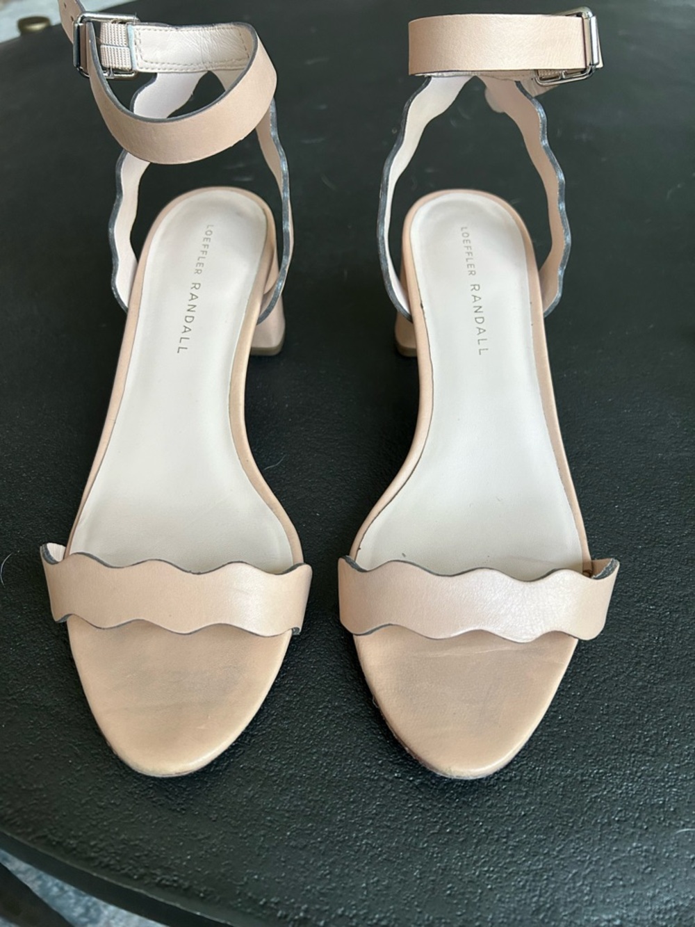 Loeffler Randall Scalloped Ankle Strap Sandals in Nude Blush